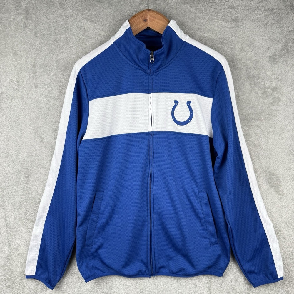 Indianapolis Colts Jacket Mens M Blue White Track Full Zip Football‎ Logo NFL